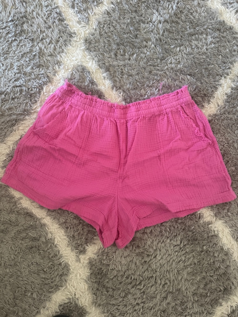 aerie Hot Pink High-Waist Cotton Gauze Shorts